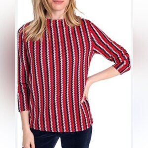 Olsen Country Code Zipper Inspired Print Sweater Size large